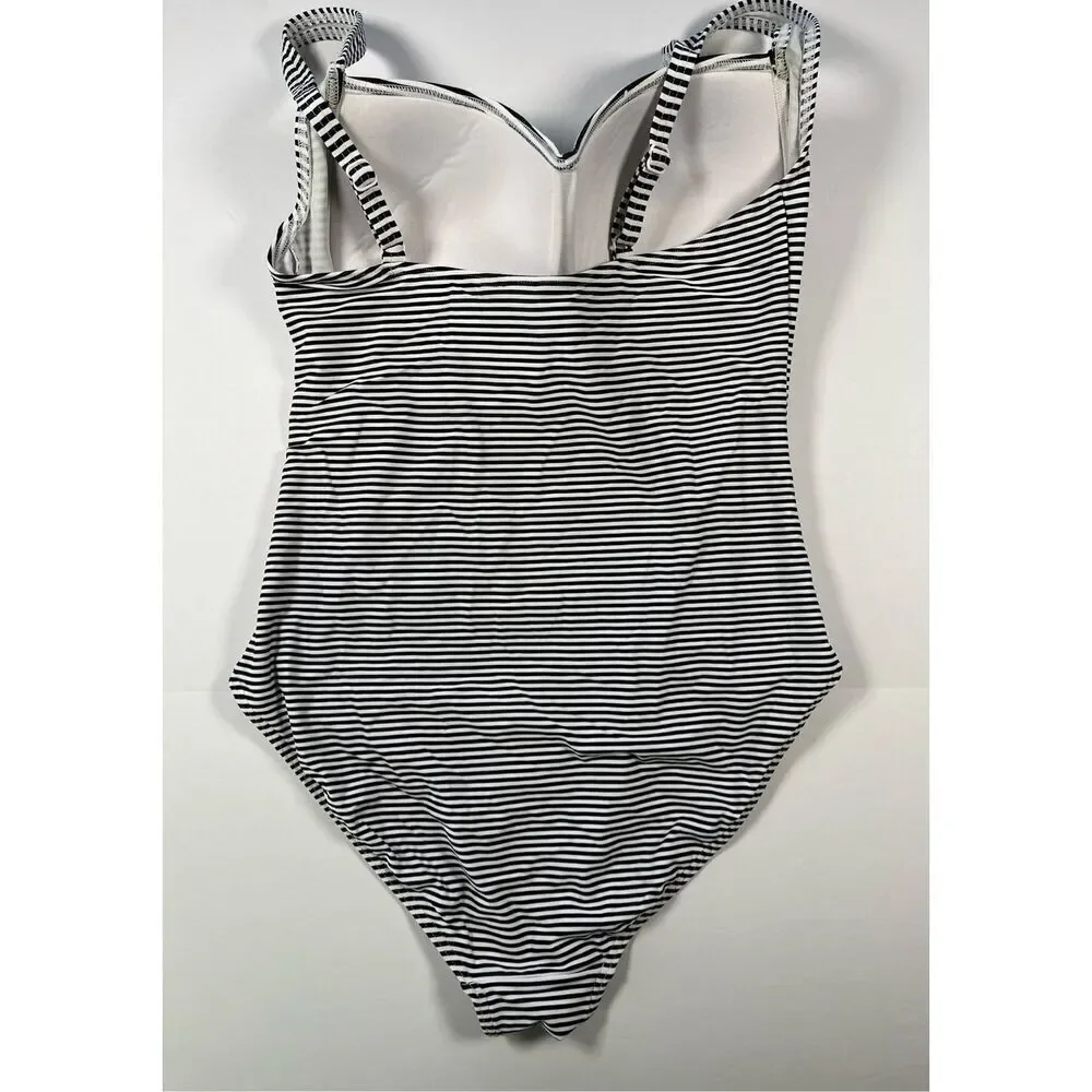 Nip Tuck Sorrento Stripe Joanne Twist Front One Piece Swim Suit Black Size US 10